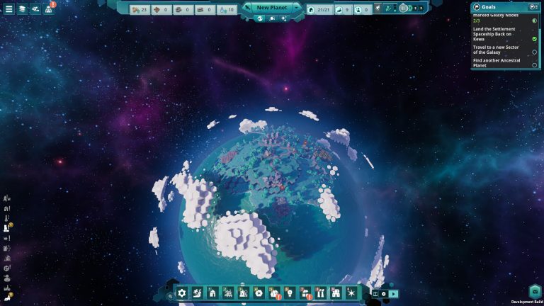 A settled planet floating in space in Beyond These Stars