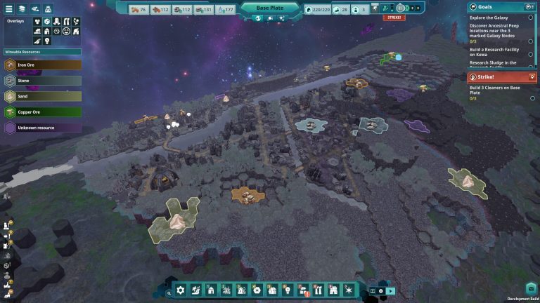 The resource overlay on a barren outpost planet in Beyond These Stars
