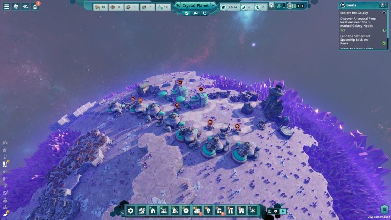 A Peep outpost on a purple crystal planet in Beyond These Stars