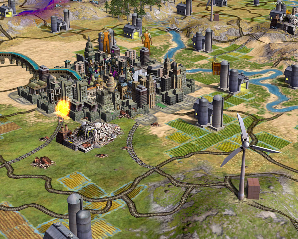 An industrial city in Civilization IV