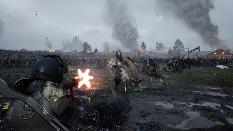 Kingmakers screenshot: modern weapons against a medieval army