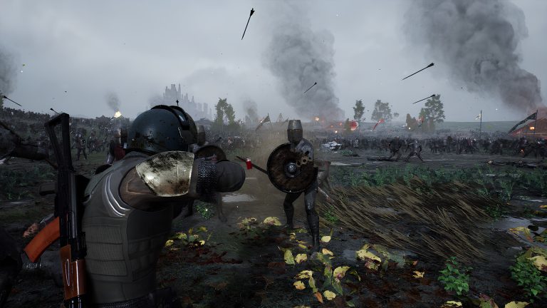 Kingmakers screenshot: modern weapons against a medieval army