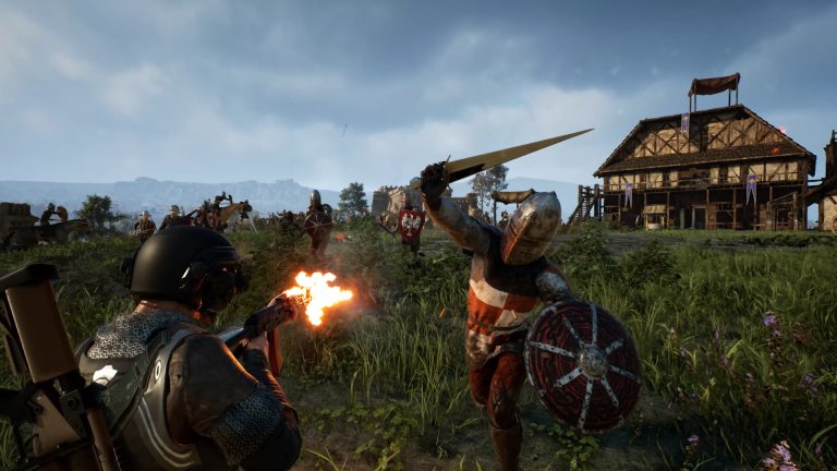 Kingmakers screenshot: modern weapons against a medieval army
