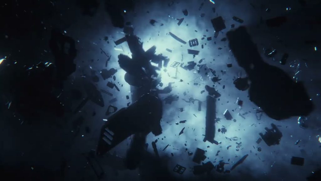 Wreckage drifting in space, from the 2020 teaser for the next Mass Effect
