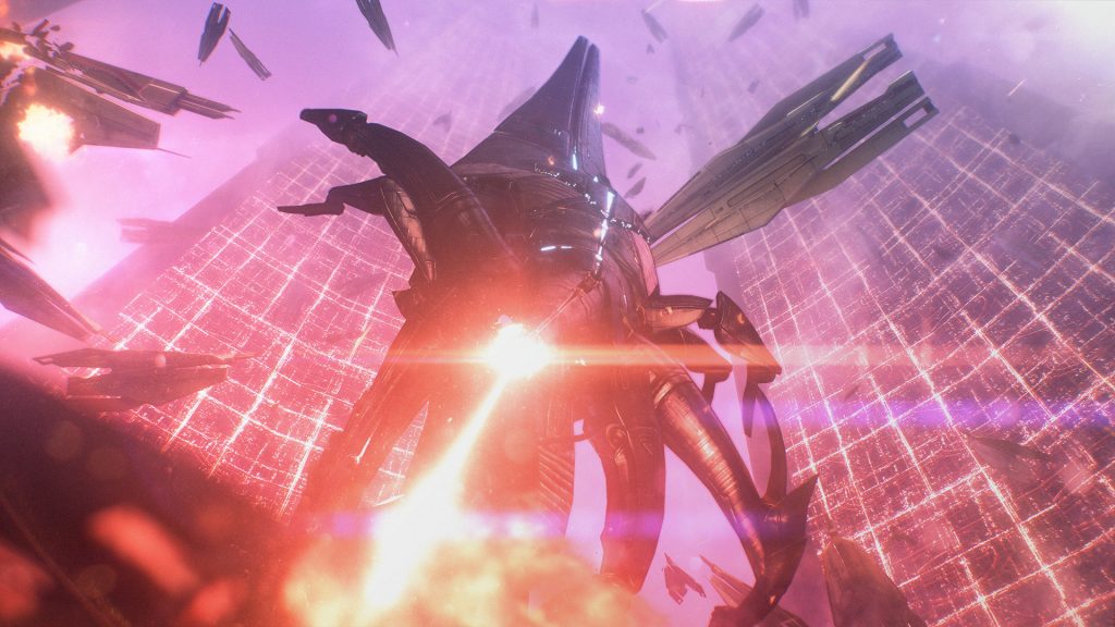 A Reaper attacking in Mass Effect Legendary Edition
