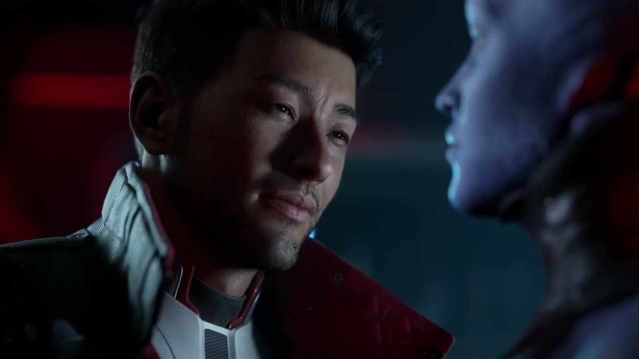 Mass Effect Universe leaked trailer: human lead facing an Asari in a bar
