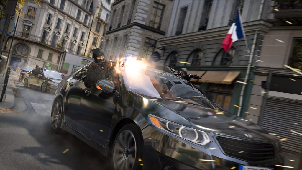A car chase shootout through Paris in Modern Warfare 4