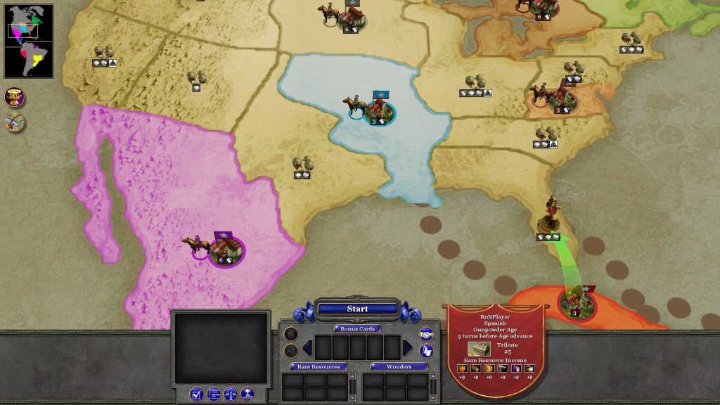 The Conquer the World campaign map in Rise of Nations