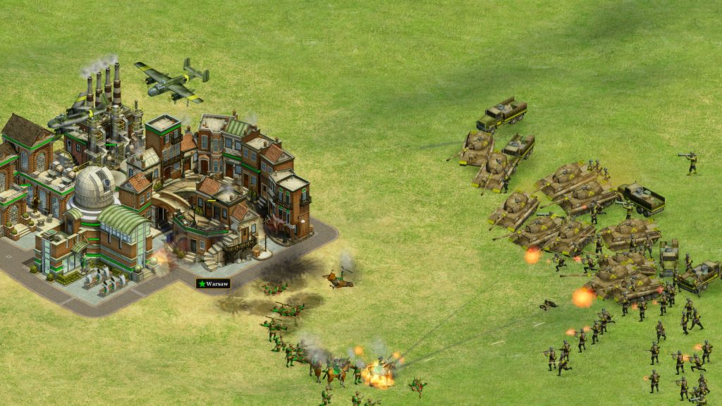Tanks and infantry assault an industrial city in Rise of Nations