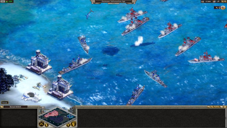 Modern warships off a coastline in Rise of Nations