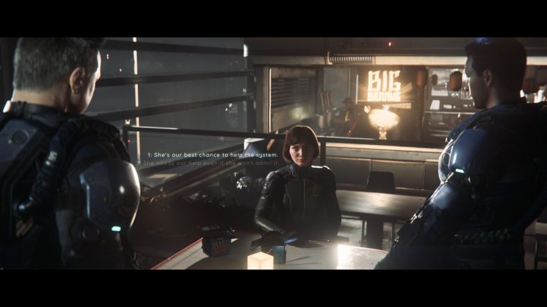 Squadron 42: crew members talking in a bar on board ship