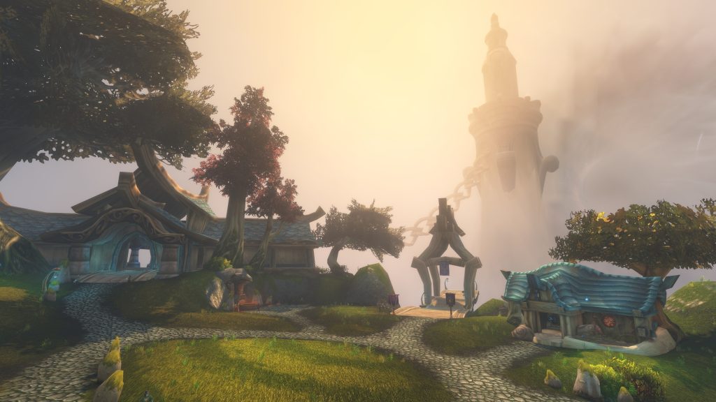 Skyborne architecture on Zephras Isle in WoW: Forever